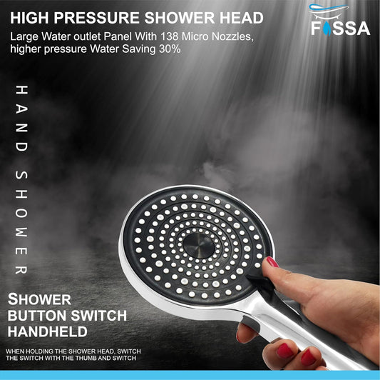 Fossa Gloria Hand Shower Set – High Pressure Shower & 2 Spray Modes | ABS Body, Chrome Finish (Hand Shower Only)
