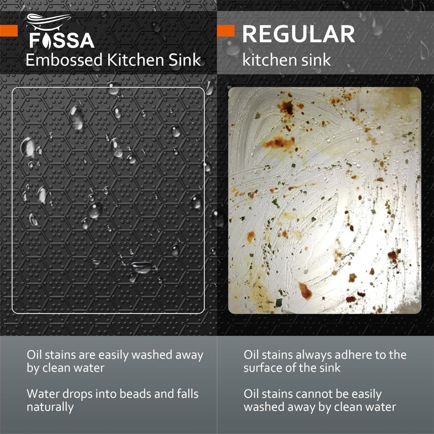Fossa 37"x18"x10" Inch Double Bowl 304 Grade Honeycomb Embossed Kitchen Sink with Nano Coating (Black )-4