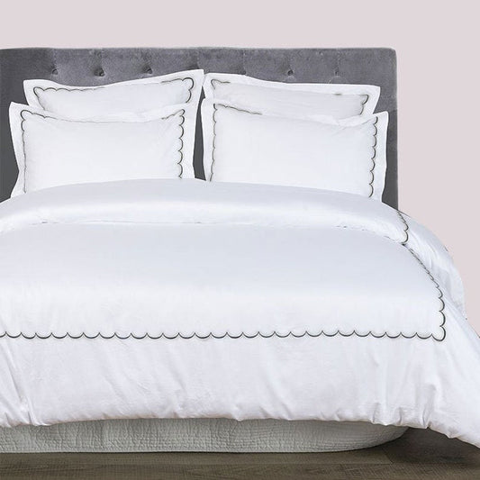 Scallops - Pure Linen Embroidered Edge Duvet Cover Sets-0