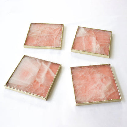 Rose Quartz Agate - Set of 4 Large Square Coasters | Personalised Momentos-2